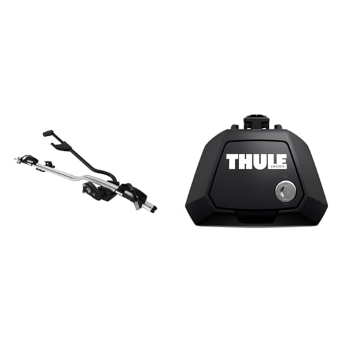 Thule 598001 Fahrräderhalter ProRide, Silber 150 x 23 x 7 cm & Raised Rail Evo Fußsatz für Fahrzeuge mit offener Reling, 710410, Black (schwarz), Einheitsgröße