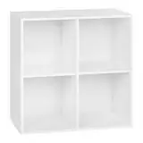 WOLTU Bücherregal, Würfelregal 4 Fächer, Standregal Weiß, freistehendes Büroregal Aktenregal, Aufbewahrungsregal 59,6x59,8x29 cm (BxHxT), SK002ws2