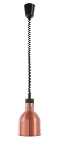 HENDI Wärmelampe, Zylinder, Inkl. Bruchsicher Infrarotlampe, Höhenverstellbar, zum Warmhalten von Speisen, Speisenwärmer, E27 Fassung, 230V/250W, ø175x(H)250mm, Aluminium, Kupfer