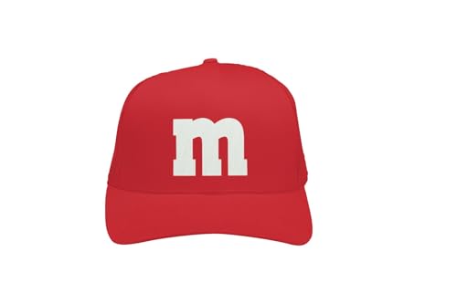 Alsino MM Mesh Cap Mütze Basecap Trucker-Cap M und M Damen Kostüm Verkleidung M und M Gruppen Cap - Karneval Fasching JGA Festival, Farbe wählen:rot