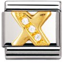 Nomination Comp. Classic BUCHST. Edelstahl, 18K-Gold und Cubic Zirc. (X) 030301