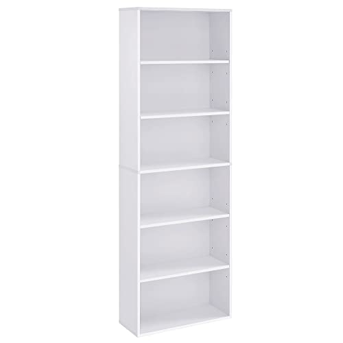 VASAGLE Bücherregal, mit 6 Ebenen, Standregal, Aufbewahrungsregal, für Wohnzimmer, Büro, Schlafzimmer, Arbeitszimmer, skandinavischer Stil, 24 x 60 x 178,5 cm, weiß LBC169T14