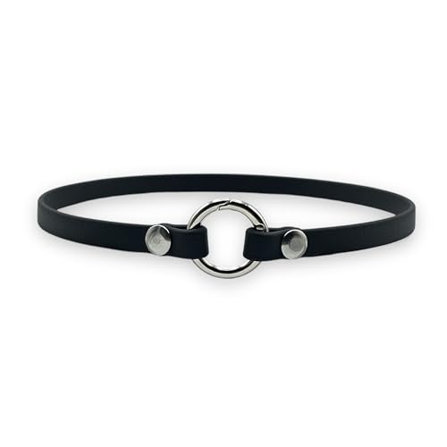 Markenhalsband "Classic" aus BioThane® für Hunde- oder Steuermarken | dünn & leicht (Schwarz)