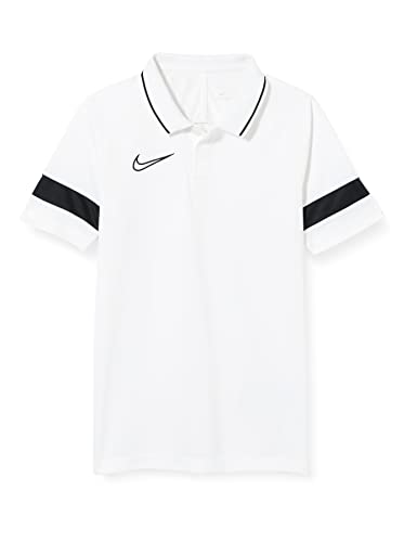 Nike Unisex Kinder Academy 21 Polo Shirt, White/Black/Black/Black, 12 Jahre EU