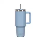 WATERSY 30oz Kaffeebecher to Go Thermobecher Doppelwandiger Edelstahl Vakuum Auslaufsicher Trinkbecher mit Griff und Strohhalm, Tragbare Autobecher Thermo Tumbler Smogblau für Kalte Heiße Getränke