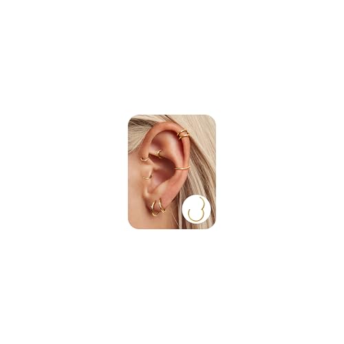 Adramata 8 Stücke 6-12mm Edelstahl 16g 18g Knorpel Creolen für Männer Frauen Nasenring Helix Septum Couch Daith Lip Tragus Piercing Schmuck Set