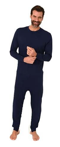 Normann Care Herren Pflegeoverall Langarm Einteiler Schlafanzug mit Reißverschluss am Bein, Farbe:blau, Größe:M