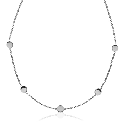 Kette mit Plättchen Damen • feine Halskette mit Coins • schlichter Silber Choker aus Edelstahl für Frauen • verstellbare Länge (32-44 cm)