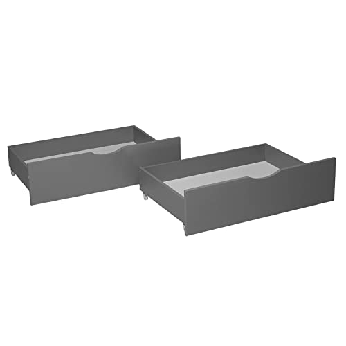Homestyle4u Bettkasten Aufbewahrung mit Rollen Holz Grau 2er Set Bett Schublade Schubkästen 2 Stück