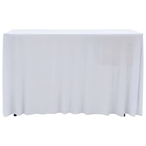 2 Stück Stretch-Tischdecken mit Rand Weiß 183 x 76 x 74 cm - Perfekt für Esszimmer & Feiern - 90% Polyester & 10% Elastan - Einfach zu reinigen & Langlebig