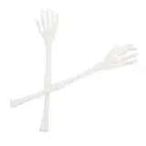 1 Paar Handklauen-Salatgabel Halloween-Partygeschirr lustige Nudelgabel falscher Mensch Skeletthand halloween dekoration Gruseliger Skelettarm Halloween-Requisite Plastik Weiß Warmhm