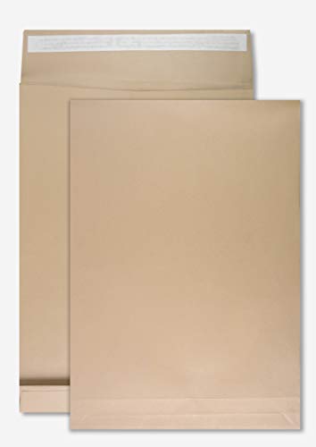 Netuno 50 braune Faltenversandtaschen E4 ohne Fenster 280× 400 mm 150g erweiterbare Versandtaschen mit Falten erweiterbar große Umschläge mit Stehboden braun für Bücher Broschüren Dokumente