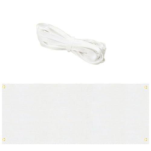 Jortmrd Leeres Banner Selbst Gestalten Fahnen Banner Blanko Bannern Weißes Bannern Zum Bemalen mit 6m Hängendem Seil für Geburtstag, DIY Painting (180×60cm)