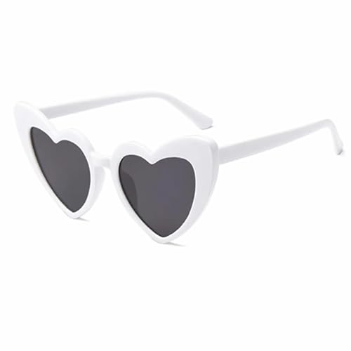 MOSIERRY 1 Stück Herz Sonnenbrille Weiß Hochzeit Sonnenbrille Herzform Herzbrille JGA Weiss Herz Partybrillen für Damen