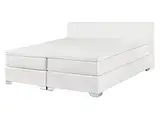 Beliani Boxspringbett Kunstleder in Weiß 140 x 200 cm modernes Polsterbett Hotelbett