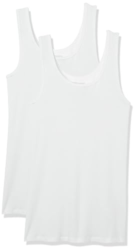 Amazon Essentials Damen Tanktop schlanke Passform, 2er-Pack, Weiß, M