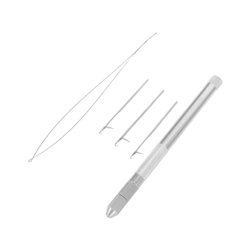 Gadpiparty 1 Setzen Sie Gewindenadeln Werkzeug Aluminiumnadel -fadener Hand Nähkügelchen Werkzeuge Haarverlängerungsschleife Werkzeug DIY Haarbraun Accessoires Kit Kit