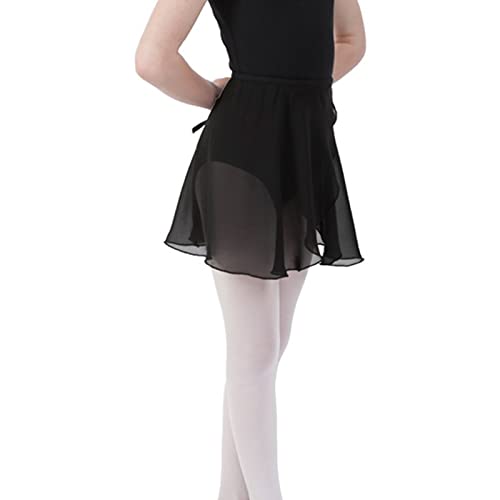 Bezioner Ballettrock Wickelrock Tanz Rock aus Chiffon Mit Taille Krawatte für Mädchen und Damen Schwarz L