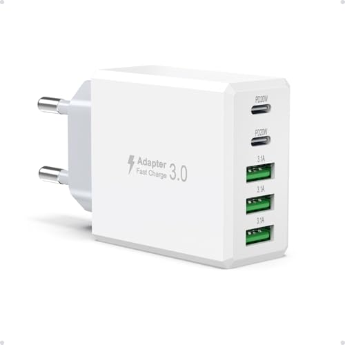 50W USB C Ladegerät, Gcstnn 5 Port 2USB A & 3USB C PD3.0 Schnellladegerät Mehrfach Ladestecker für iPhone 15 14 13 12 11 Pro Max/Pro/Plus,Pad,Samsung Galaxy S24 S23,Google Handys Netzteile Stecker