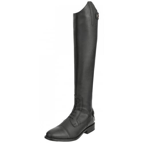 RL24 - Damen Reitstiefel Ravenna | Damen-Stiefel aus Kunstleder | Schnürstiefel mit Reißverschluss in schwarz | Reiterstiefel mit extra weichem Innenfutter | Größe 41 weit