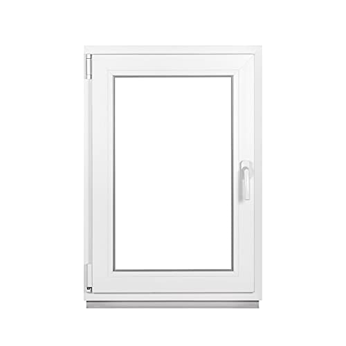 Premium Kellerfenster Von Fenstiger - Kunststofffenster Weiß BxH 600 x 800 mm - Garagenfenster/Gartenhaus Fenster BxH 60 x 80 cm 2-fach Verglast - Din Links-Funktion Dreh Kipp Fenster-Alle Größen