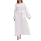 Eauptffy Muslimische Robe Damen - Abaya Kleid Damen Elegant Lange Muslim Kleidung Ganzkörper Gebetskleidung Langen Ärmeln Islamisches Roben Jilbab Türkei Arabische Kaftan Ramadan Namaz Elbisesi