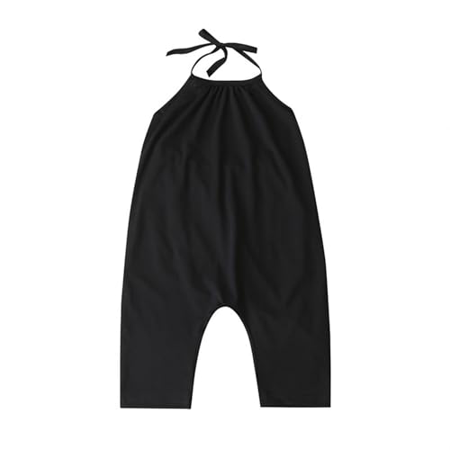 Latzhose für Mädchen, Sommer-Outfits, Baggy-Overall, einfarbig, Spaghettiträger, ärmellos, Strampler, 2025, Baumwolle, Neckholder, Jumpsuits und Spielanzüge