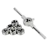 Swiixxer 8-Teiliger Metrischer Schneideisensatz M3//M5/M6/M8/M10/M12 Werkzeugsatz-Kombination zum Gewindeschneiden
