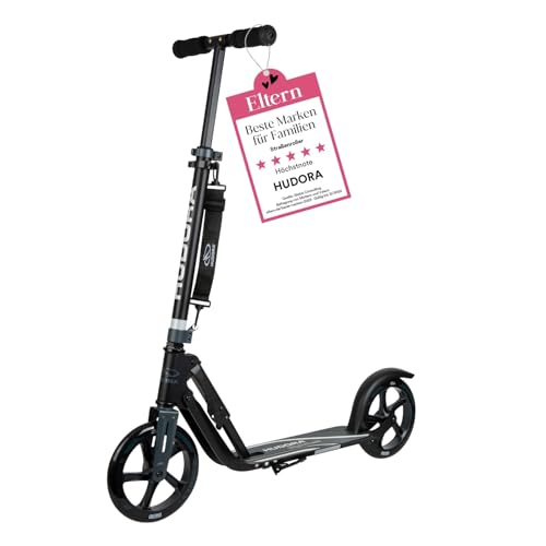 Hudora Roller für Erwachsene – Klappbarer Erwachsenen-Roller, höhenverstellbar, HUDORA BigWheel 205 Scooter - Stabiler Aluminium-Roller