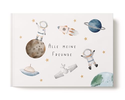 heeaven Freundebuch Weltall für Kinder | Freundealbum Weltraum | Erinnerungsalbum Astronaut | A5 Freundschaftsbuch | Geschenk Einschulung | Schule