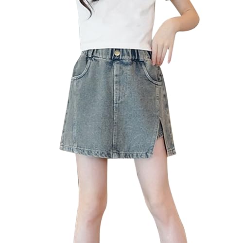 Denim Rock Shorts Mädchen A-Linie Jeans Shorts Elastische Taille Denim Kurze Hose Kinder Sommerhose Ausgebeult Lässige Weiche Jeansshorts Jeans Hosenrock Mädchen Sommer (Light Blue, 10-11 Years)