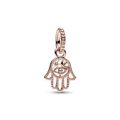 PANDORA Moments Hand der Fatima Charm-Anhänger mit 14 Karat rosévergoldeter Metalllegierng, Kompatibel Moments Armbändern, 789144C00