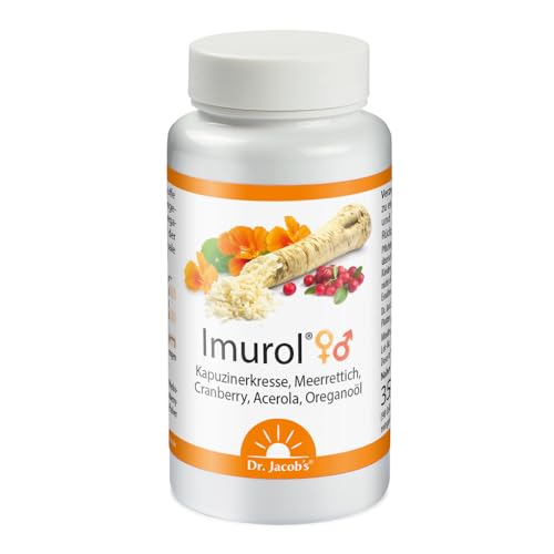 Dr. Jacob's Imurol I Kapuzinerkresse, Meerrettich, Cranberry, Acerola, Oreganoöl I Für Ihr Immunsystem¹ I Bioaktive Senföl-Glucosinolate I Gut für Frauen & Männer I 90 Kapseln, 30 Portionen