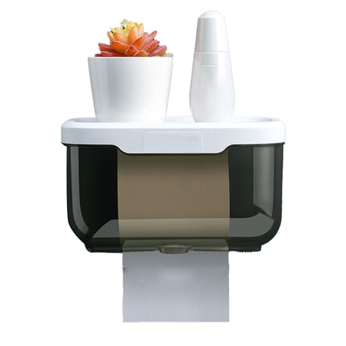 Bedeckter Toilettenpapierhalter, Wandmontierte Gewebebox Kein Bohrtoilettenpapierhalter Transparentes Gewebebox Toilettenpapierabdeckung für Badezimmer Toilettenwaschraum, 8,6 X 5.12x5.12in (#1)