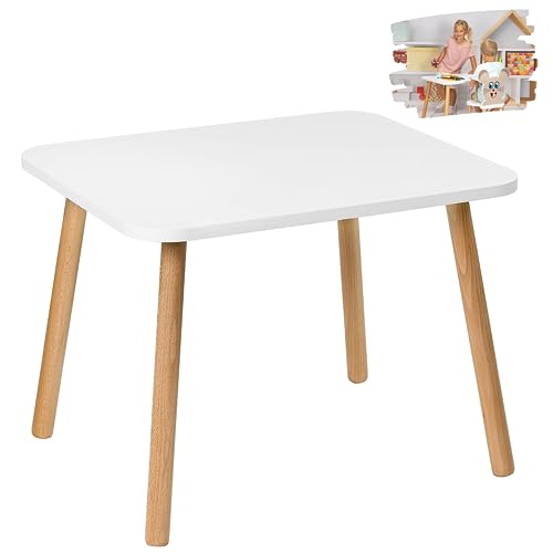 PlayPals Furniture Kindertisch, Kinder Tisch weiß, Holztisch für Kinderzimmer 50 x 70 x 46 cm, Geschenk für Kinder im Alter von 3,4,5,6,7 Jahren, Selbstbaumöbel - Tisch für Kinder…