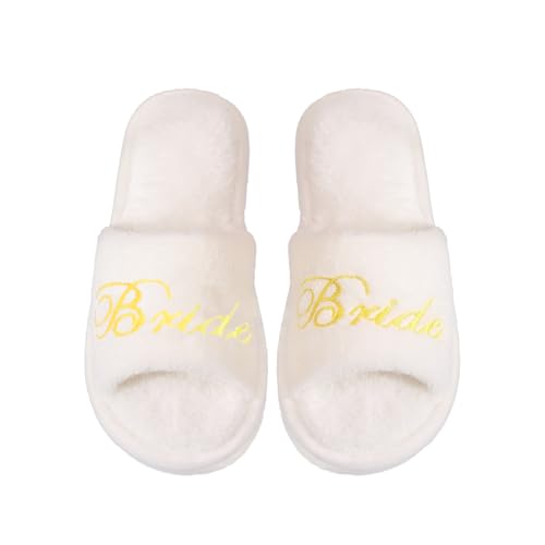 Brautslipper Weiche Braut zu Sein Hausschuhe Weiße Hausschuhe Rutschfeste Bequeme Hochzeit Hausschuhe f mit 1cm Sohlen (weiße,EU Schuhgrößensystem,Erwachsene,Damen,Numerisch (von/bis),M,40,41)