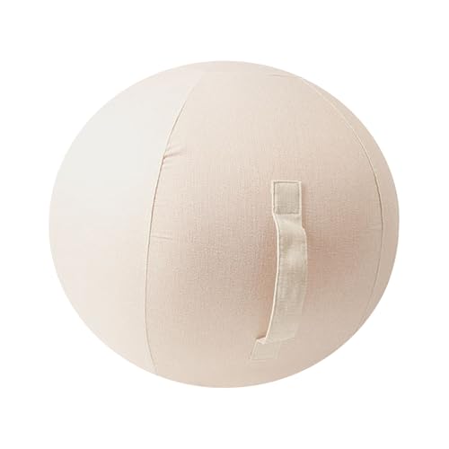 IGTOPS Stoff-Sitzball 65cm, Yoga-Ball-Schutzhülle, Ergonomische Sitzmöbel für Büro und Heimbüro, Solid Farbe Baumwolle Yoga-Ball-Abdeckung Bequem und Atmungsaktiv, Ballauflage - Waschbarer (Beige)