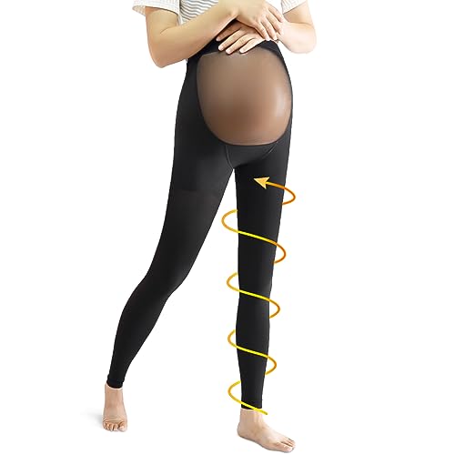 Beister Schwangere Medizinische Kompressionsstrumpfhose, 20-30 mmHg Kompressionsstrümpfe ohne fuß, Lang Kompressionshose mit Elastischem Knopfband & Bauchschutz, Klasse 2 Maternity Kompressionleggings