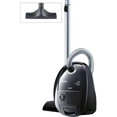 Siemens Staubsauger mit Beutel Z 3.0 VSZ3B212, Bodenstaubsauger, Hygiene-Filter, Bodendüse für Parkett, Teppich, Fliesen, langes Kabel, niedriger Stromverbrauch, 600 W, schwarz