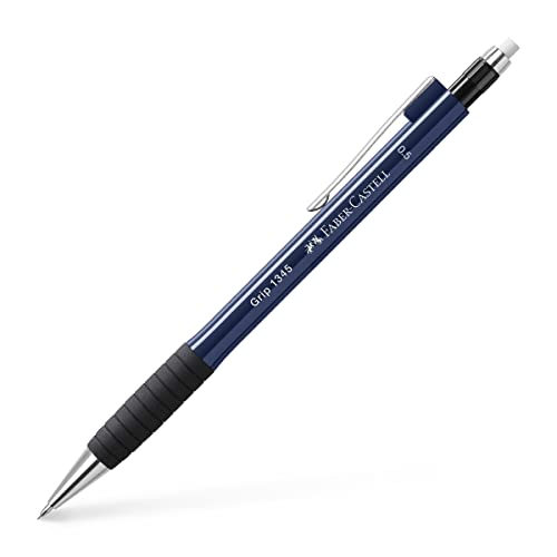 FABER-CASTELL 134599 - Druckbleistift GRIP 1345 black, Härtegrad B, Minenstärke 0.5 mm, mit integriertem Radiergummi, 1 Stück