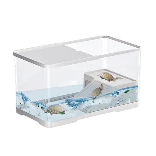 Kleines Schildkrötenbecken Mit Deckel Schildkrötenaquarium Mit Schwimmender Plattform Acryl Reptilien Terrarium Transportbox Reptilien Aufzuchtbox Für Spinnen, Gehörnte Frösche, Echse