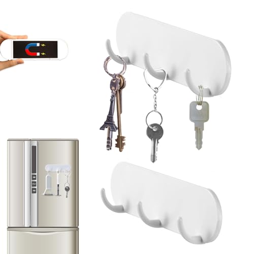 2er-Pack Magnetischer Schlüsselhalter mit 3 Haken für Kühlschrank, Küche und Waschküche