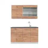 Vicco Singleküche Fame-Line, Goldkraft Eiche/Weiß, 140 cm, AP Anthrazit