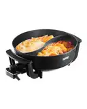 VEVOR elektrischer Hot Pot 1360 W 5 L Shabu-Shabu-Topf mit zwei Geschmacksrichtungen, antihaftbeschichteter Elektroherd mit Trennwand, Klarglasdeckel, Temperaturregelung, Hot Pot für 6–10 Personen