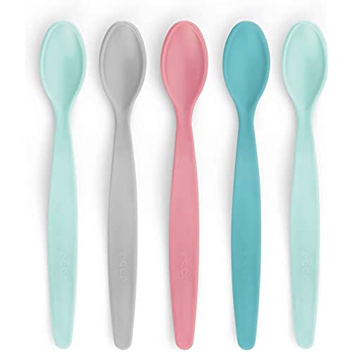 Reer 23022 BabySpoon Fütterlöffel-Set, 5 Stück, Babylöffel, Fütterlöffel mit extra langem Griff, mehrfarbig