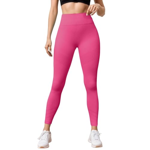 SUPTTING Damen Sport Leggings Hohe Taille Yogahose Figurbetont Fitnesshose mit Seitenstreifen Elastische Sporthose Laufhose Trainingshose Stretchhose Sportbekleidung für Fitness