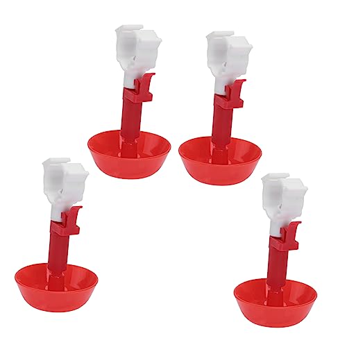 BESTonZON 4 Stück Automatischer Trinkbrunnen Vogelwasserflasche Hühnerfutter Geflügeltrinker Lebensraumbedarf Für Geflügel Automatisches Hühnerwasser Hängend Stichworte Spender Gewässer Rot