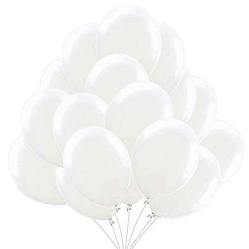 50 Weisse Lufballons Weiss Ballons Weiß 36 cm Latexballons Partyballon Deko Weiße 3,2g. Dekoration fur Hochzeit,Baby Dusche Party, Baby Shower und Hochzeitsdeko