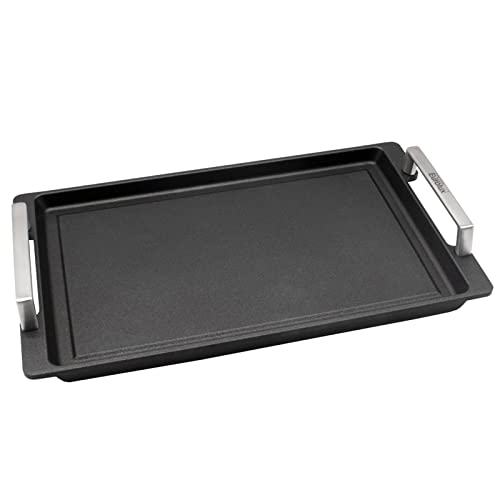 Eurolux Teppanyaki Grillplatte 41 x 24 cm beschichtet - Edelstahl-Seitengriffe - alle Herdarten inkl. Induktion & Grill - glatte Antihaft Oberfläche - Made in Germany