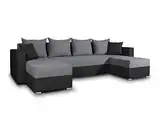 Sofnet Wohnlandschaft mit Schlaffunktion Beno - U-Form Couch, Ecksofa, Couchgranitur mit Bettfunktion, Polsterecke, Big Sofa, Polstergarnitur (Schwarz + Dunkelgrau (Cayenne 1114 + Enjoy 23))